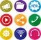 Vector icons for websites and phones, communications and telecommunications