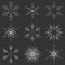 Vector icy abstract crystal snow flakes