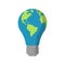 Vector illstration of earth lightbulb icon. Flat design. Isolated.