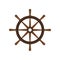 Vector illstration of wooden ships helm icon. Flat design. Isolated.