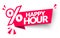 Vector Illsutration Happy Hour Label. Modern Web Banner With Percent Sign