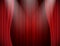 Vector illuminated red velvet open curtains in theatre or concert hall