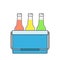 Vector illustartion of drinks in a small refrigerator.