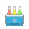 Vector illustartion of drinks in a small refrigerator.