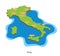 Vector illustrated 3d cartoon looking geographical map of Italy