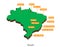 Vector illustrated 3d geographical map of Brazil with cities