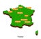 Vector illustrated 3d geographical map of France with cities