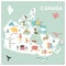 Vector illustrated cartoon map of Canada