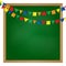 Vector illustrated flag garland on blackboard