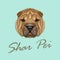 Vector Illustrated Portrait of Shar Pei dog.