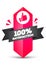 Vector Illustration 100 Percent Satisfaction Label. Modern Web Banner Element With Ribbon And Thumbs Up Icon.