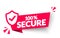 Vector Illustration 100 Percent Secure Label. Modern Web Banner Element With Shield Icon