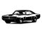 vector illustration of a 1970 dodge charger rt. silhouette design. isolated white background view from side.