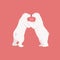 Vector illustration with 2 adorable funny polar bear kiss. Happy Valentine`s day card or invitation. Polar bear cartoon character