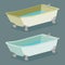 Vector illustration of 2 different colored bathtubs in flat illustration style