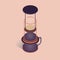 Vector illustration with 3D coffee aeropress. Coffee maker in isometric flat style