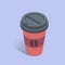 Vector illustration with 3D coffee take away cup in isometric flat style