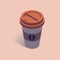 Vector illustration with 3D coffee take away cup in isometric flat style