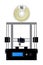 Vector illustration of 3D printing - fused deposition modeling printer pla filament isolated on a white background.