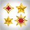 Vector illustration of 4 gold stars christmas new year holiday 3D