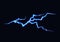 Vector Illustration of Abstract Blue Lightning on Black Background. Power Energy Charge Thunder Shock.