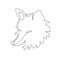 Vector illustration, abstract fox`s head in black and white colors, outline one line continuous painted drawing