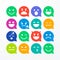 Vector illustration abstract isolated funny flat style emoji emoticon speech bubble icon set