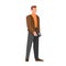 Vector illustration of a accountant office manager. Man in suit