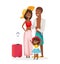 Vector illustration of afican american family on white background. Vacation, summertime, recreation, tropical country