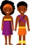 Vector illustration of african american, hawaiian children