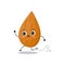 Vector illustration of almond character with cute expression, emoticon, kawaii, run, panic