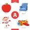 Vector Illustration Of Alphabet Letter A And Pictures