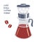 Vector illustration alternative way of brewing coffee - cold brew coffee maker.