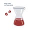 Vector illustration alternative way of brewing coffee - pour over glass coffeemaker.