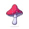 Vector illustration. Amanita mushroom with a red spotted hat. Poisonous toadstool fly agaric