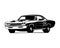 vector illustration of american muscle car isolated black and white best white background for badge, emblem, icon