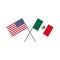 Vector illustration of the american U.S.A. flag and the mexican flag crossing each other