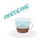 Vector illustration of an Americano coffee cup icon with its preparation and proportions