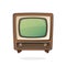 Vector illustration. Analogue retro TV with wooden body, signal and channel selector. Vintage television box for video translation