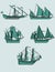 Vector illustration Ancient ships