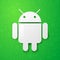 Vector illustration android icon with cool roboter, programming and mobile software sign with detail green pattern in the backgrou