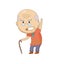 Vector illustration of Angry old man character. Funny grumpy grandfather. Senior man with bold head