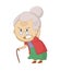 Vector illustration of Angry old woman character. Funny grumpy grandmother. Senior chibi woman