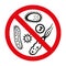 Vector illustration of an antibacterial and antiviral protection icon. Bacteria and viruses stop prohibition sign.