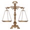 Vector illustration antique ornate balance scales on white background. Justice and making decision concept