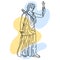 Vector illustration of antique statue of standing woman with torch