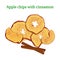 Vector illustration of apples dried fruits. Slices apple chips baked delicious sprinkled with ground cinnamon