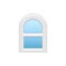 Vector illustration of arc vinyl single-hung sash window. Flat i