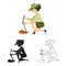 Vector illustration of archaeologist  and girl logo. Set of archaeologist  and pit vector icon for stock.