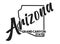 Vector illustration of Arizona. Nickname Grand Canyon State. United States of America outline silhouette. Hand-drawn map of USA